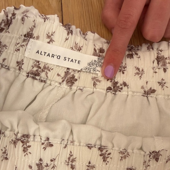 Altar'd State Cream Skirt with Dusty Rose Floral Print - Picture 2 of 4